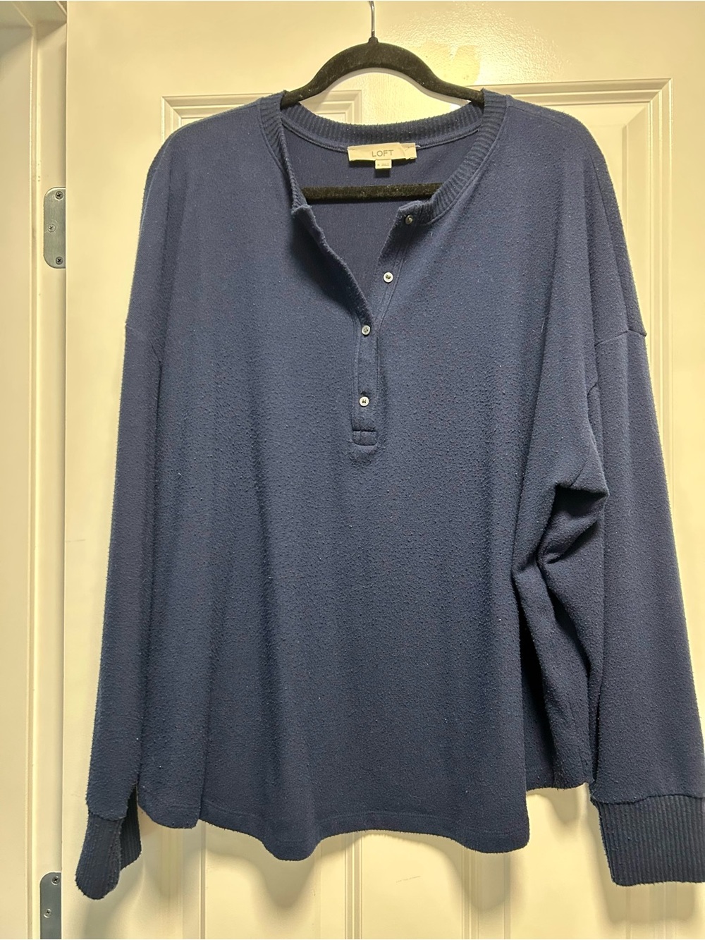 LOFT Navy Women’s 1/4 Button  Henley Sweater